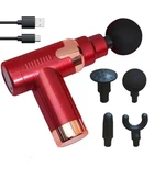 Ручной массажер для тела Fascial Gun JY-760 аккумуляторный с 4 насадками Красный 9507