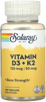 Витамины Д3 и К2 Solaray Vitamin D-3 + K-2 120 капс в упаковке (ARE-575849)