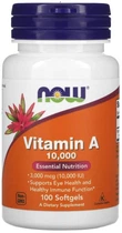 Вітамін А Now Foods Vitamin A 10000 МЕ 100 капсул в упаковці (ARE-575580)