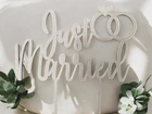 Весільний топер на торт Just Married з обручками. Aivory