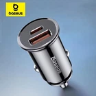 Автомобильное зарядное устройство в прикуриватель машины адаптер автозарядка Baseus на 2 порта USB и Type-C QC4.0 PD3.0 5A/30W Black