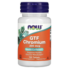 Хром, GTF Chromium, Now Foods, 200 мкг, 100 таблеток