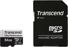 Карта памʼяті Transcend Ultra Performance 340S microSDXC 64GB UHS-I U3 V30 + SD-адаптер (TS64GUSD340S)