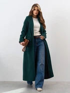 Пальто осеннее длинное женское ISSA PLUS 15325 L Темно-зеленое (issa2007682752621)