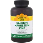 Кальцій Магній та Цинк з L-Глютаміном Calcium Magnesium Zync Country Life 250 таблеток