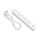 Подовжувач Videx 4 гнізда 3,4А USB(QC) USB-C(PD18W) 3 м із заземленням і вимикачем білий