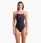 Купальник закрытый женский Arena Graphic Swimsuit Swim Pro Back Black 42 Чорний 009024-590