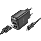 Сітковий зарядний пристрій з кабелем HOCO C141A Smart dual-port charger set (Micro) Black (6942007627887)