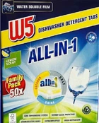 Таблетки для посудомоечных машин W5 All in 1 с лимоном (50 таблеток)