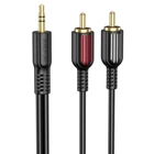 Аудіокабель BOROFONE BL11 3.5mm male to double lotus RCA, PVC, 1,5m, Black (6974443382204)