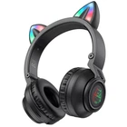 Накладные беспроводные Bluetooth наушники BOROFONE BO18 Cat ear с LED-подсветкой Черные