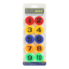 Магніти для дошки BuroMax "Цифри 1-10" 30 мм 10 шт 5 кольорів (BM.0034)