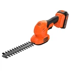 Кущоріз-ножиці акумуляторні (2в1) BLACK+DECKER, 18 В, 2 Аг, довжина ножа 20 см, діаметр гілок 8 мм, 1 акумулятора і зарядний