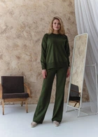Брюки вязаные ART KNIT Katrin оливковые, S-M 041259