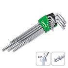 Набор ключей torx супердлинных с отверстием и шаром Toptul 9 шт T10-T50