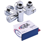 Комплект угловых кранов удлиненных под тен вентильных с американкой Solomon LUX 1/2" Chrome7777_Ten