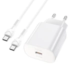 Сетевое зарядное устройство Hoco N22, Type-C, PD, 25W, белое, кабель Type-C to Type-C