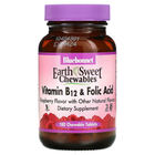 Вітамін В12 та фолієва кислота, малина, Earth Sweet Chewables, Bluebonnet Nutrition, 180 жувальних таблеток (BLB-00435)