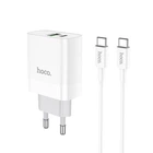 Мережевий зарядний пристрій Hoco C80A USB, 3.1A PD, QC3.0 18W Type-C-Type-C 1m, White