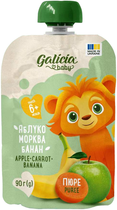Пюре Galicia Baby Яблоко-морковь-банан для детей от 6-ти месяцев 90 г