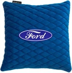Подушка в авто EVAtech с алькантарой 30 x 30 см Ford голубая с голубой нитью малый ромб (SPSALMRLLV010)