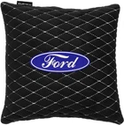 Подушка в авто EVAtech з алькантари 30 x 30 см Ford чорна з білою ниткою малий ромб (SPSALMRBWV010)
