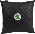 Подушка в авто EVAtech ECO 40 x 40 см Skoda черный ромб с черной нитью (SPBCSBBV028)