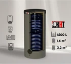 Бак ГВС KHT ВТ-C-11-1500-GP-PS, водонагреватель, бойлер 1500 литров для тепловых насосов, сьемная изоляция, два теплообменника 1,6/3,2 м²