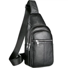 Мужская сумка-слинг кожаная 18х32х7 для прогулок Tiding Bag A25F-5060A черная 18 см