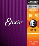 Струни для акустичної гітари Elixir 11306 Nanoweb 80/20 Bronze Acoustic Baritone 16/70