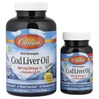 Жирні кислоти Carlson Жир із Печінки Тріски Смак Лимону Cod Liver Oil Lemon 150+30 желатинових капсул