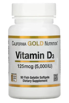 Вітамін D3 125 мг, California Gold Nutrition, 90 капсул