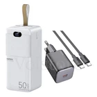 Комплект Павербанк Remax 50000 mAh 22.5W 5A и Сетевой Адаптер Hoco Mighty N40 20W Type-C to Type-C Павербанк с быстрой зарядкой Remax RPP-117 Piloteer Портативный внешний аккумулятор 2USB/Type-C/MircoUSB, PD/QC Белый