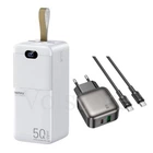 Комплект Павербанк Remax 50000 mAh 22.5W 5A и Сетевой Адаптер Borofone BAS55A 30W Type-C to Type-C Павербанк с быстрой зарядкой Remax RPP-117 Piloteer Портативный внешний аккумулятор 2USB/Type-C/MircoUSB, PD/QC Белый