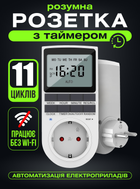 Розетка з таймером розумна смарт програмована для автоматичного керування електроприладами для автоматизації економії включення відключення електрична з контролем для інтернету будинку дачі кухні квартири з дисплеєм OnePro Біла 73694
