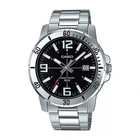 Чоловічий класичний годинник Casio MTP-VD01D-1B сріблястий з чорним циферблатом
