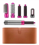 Стайлер многофункциональный Hair Brush 5в1 с кейсом 1000 Вт серый с розовым
