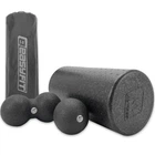 Массажный набор EasyFit 2005-L 3-в-1, EPP-пена, чёрный - ролик + 2 мяча для йоги, фитнеса, реабилитации
