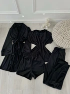 Комплект женский четверка халат футболка шорты штаны Evelyn Collection L-XL черный