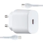 Зарядное устройство - блок и кабель набор Hoco N22 Jetta PD25W charger set C to iP (вилка EU) Белое