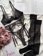 Комплект жіночої білизни з поясом і панчохами SM2391вв Simply sexy чорний М