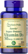 Вітамін Д3 (хокальциферол) Puritan's Pride Vitamin D3 2000 МЕ 200 капсул (ARE-575936)