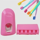 Тримач для зубних лічильників з дозатором для зубної пасти Toothpaste Dispenser JX1000 Рожевий (20686)