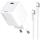 Зарядний пристрій ColorWay GaN Mini 30W PD Port PPS USB-C white + cable Type-C (CW-CHS054PDC-WT)
