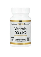 Вітаміни D3 й K2 California Gold Nutrition (1000 МО/40 мкг), 60 рослинних капсул