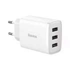 Мережевий зарядний пристрій Baseus Compact Charger 3-USB 17W White