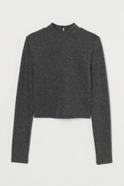 Топ из блестящего трикотажа для женщины H&M Divided 0931444-002 XS Черный