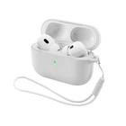 Силиконовый чехол для наушников Apple AirPods Pro 3, Silicone Case with straps, белый, защитный кейс с ремешком, ультратонкий и легкий, полная защита, с подвеской, мягкий силикон, ArmorStandart (ARM88301)