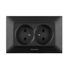 Розетка двойная без заземления Arkedia Slim черная ABS [WNTC02042BL-UA1] Panasonic