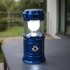 Фонарь светодиодный аккумуляторный кемпинговый с солнечной панелью 1W+6LED, переносная портативная складная лампа с функцией Power Bank для дома, дачи, рыбалки и походов Синий, CLS-5800T-Blue
